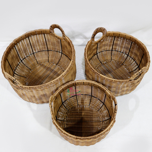 Panier de rangement rond écologique en jonc de mer, bacs de rangement en osier pour la maison et la cuisine - Product Image 4