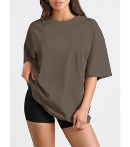 Nueva Colección de Camisetas de Mujer 100% Algodón, Manga Corta, Cuello Redondo, Hombros Caídos, Estilo Holgado, Casual, Transpirable, Bangladesh - Product Image 2