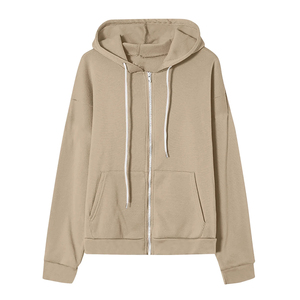 Sweat-shirt à capuche zippé oversize pour femme, coupe ample et décontractée, couleur unie, 100% coton tricoté, manteau d'hiver pour adolescente - Product Image 2