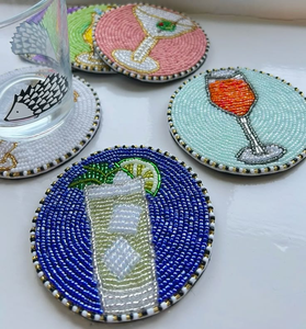 Stylish <b>Beaded</b> <b>Coaster</b> with Custom Embroidery Buddhist Style for Home Decoration Ethnic Handmade - Product Image 6