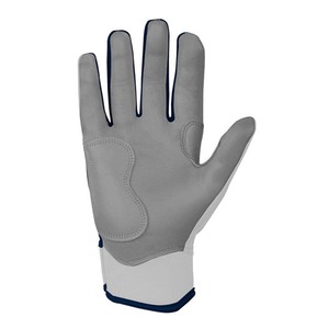 Guantes de Bateo Acolchados de Cuero Blanco con Ribete Azul y Cierre de Velcro para Entrenamiento, Unisex, Adulto - Product Image 4