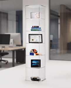 1-Tier Clear for Acrylic Freestanding Storage <b>Cabinet</b> for Elegant Organization of Cosmetics and Decorative Items - Product Image 1