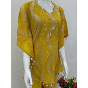 Conjuntos Elegantes para Mujer, Kaftan y Sharara para Fiesta con Bordado Elegante y Lentejuelas - Product Image 3