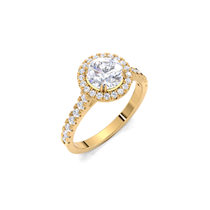 Bague de fiançailles de luxe en or jaune/blanc/rose 18 carats avec diamant de laboratoire rond brillant de 1 carat certifié IGI et halo de diamants - Product Image 2
