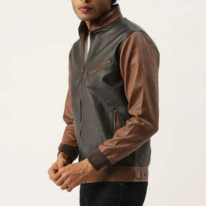 Veste en cuir véritable de haute qualité pour homme, style hiver, col montant, nouvelle mode, best-seller. - Product Image 2