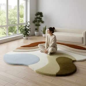 Tapis en laine tufté à la main, irrégulier, de haute qualité, motif moderne, fait main, écologique, pour salon, chambre d'enfants, hôtels, bureau - Product Image 4