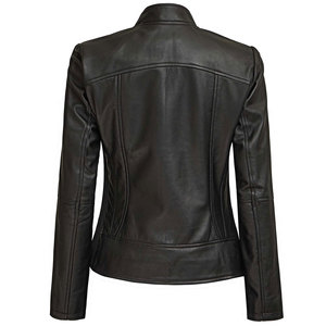 Women Classic Leather <b>Jacket</b> Genuine Leather Motorcycle <b>Biker</b> Coat Premium Fashion Outerwear OEM Wholesale Supplier - Product Image 4