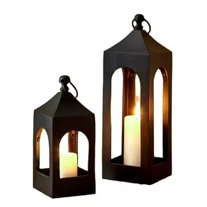 Lantern <b>Moroccan</b> Gold Cutout Metal Blue Glass Hexagon Candle Holder Home Hotel <b>Lighting</b> Decoration Wedding Table Decor Lantern - Product Image 3