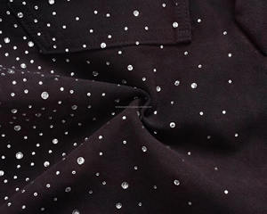 Wholesale Canvas Black Full Rhinestone High Street Diamond Casual Pants <b>Jorts</b> <b>Baggy</b> Men's Denim Shorts OEM Service ODM Design - Product Image 3