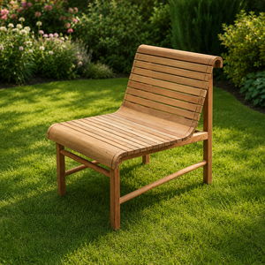 Silla de Playa/Patio Ergonómica Moderna de Madera de Teca sin Brazos, Premium - Product Image 1