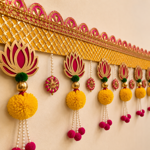 Handmade Lotus Design Decorative Toran for Main Door <b>Wall</b> Hanging Festive Home Temple Entrance <b>Decor</b> with Tassels - Product Image 3
