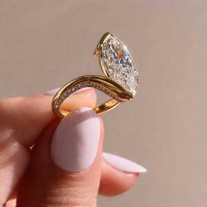 Bague solitaire en or massif 14 carats avec diamant taille marquise de 2,51 carats, cultivé en laboratoire, pour femme, idéale pour les fiançailles, les fêtes ou comme cadeau pour la mariée. - Product Image 5