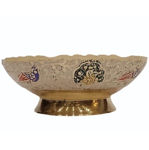 Bol à fruits décoratif en laiton Minakari fabriqué en Inde, fait main, pour cadeaux de mariage à prix de gros avantageux - Product Image 5