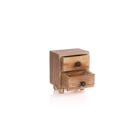 NOVO Organisateur de bijoux en bois de qualité supérieure, à un seul niveau, avec 2 élégants tiroirs de rangement multifonctionnels et pratiques, style Japandi