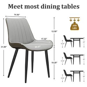 Set di 6 Sedie da Pranzo in Pelle PU Azzurra e Grigia con Motivo a Onde, Senza Braccioli e Gambe in Metallo, per Cucina e Ristorante - Product Image 5