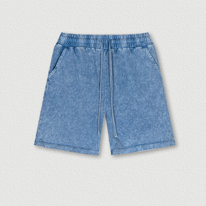 Men Acid Wash Shorts Vintage Washed Cotton Shorts Heavyweight Streetwear Fashion Custom Logo Summer Casual Bulk Wholesale - Product Image 4