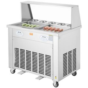 13.8 commerciale \ "X 13.8 \" quadrato in acciaio inossidabile fritto rotolo di gelato macchina 4 raschietti Yogurt produttore commerciale compressore - Product Image 1