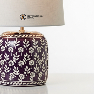 Modern Bone Inlay Table <b>Lantern</b> Aesthetic Floral Inlay Ginger Jar Light High-End Handicraft Decorative Accent <b>Lamp</b> with Custom - Product Image 4