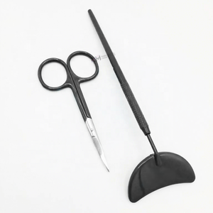 <b>Moon</b> Shape Eyelash Extension <b>Mirror</b> / Silver Tip Cuticle Scissor Private Label Lash <b>Mirror</b> Black Powder Coated Color <b>Mirror</b> Set - Product Image 3