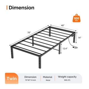 Letto a piattaforma in metallo nero dal design semplice, con porte USB-C integrate e luci LED, senza rete a molle, ideale per appartamenti - Product Image 2