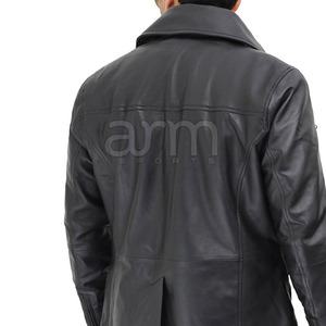 Online Hot Selling Men Leather Long Coat Outdoor Use Windproof Men Leather Long Coats For Sale - Product Image 5