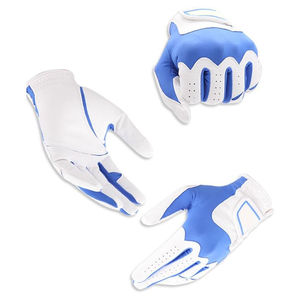 Blue And White PU Leather Golf Glove Right Hand Non-Slip Breathable Adjustable Wrist <b>Strap</b> Unisex Sports Glove - Product Image 3