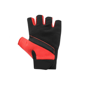 Gants de musculation demi-doigts avec fermeture auto-agrippante en polyester noir et rouge, antidérapants, tissage textile, unisexe, pour activités de plein air - Product Image 4