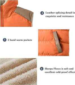 Chaleco Acolchado Impermeable con Capucha para Hombre, Color Naranja, con Cierre de Cremallera, Ropa de Abrigo Informal para Invierno - Product Image 6