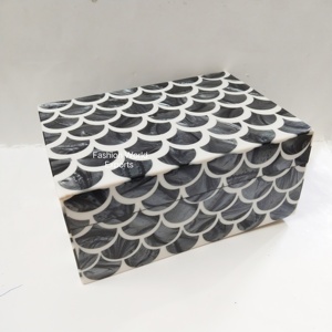 Blue Bone Inlay Box Handmade Decorative Storage Box Luxury Trinket Box Modern Keepsake Organizer <b>Coffee</b> <b>Table</b> Decor Gift Box - Product Image 6