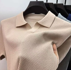 เสื้อเชิ้ตผู้ชายแฟชั่นลำลอง คอวี แขนสั้น ผ้าทวิลทอ ระบายอากาศได้ดี ผ้าฝ้าย 100% สำหรับฤดูร้อน - Product Image 6