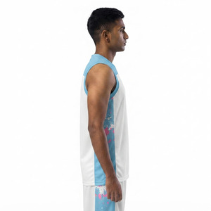 Maillot de basket-ball pour hommes, entraînement sportif, fabricant OEM en gros, maillot de basket-ball sans manches en polyester pour hommes - Product Image 3