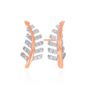 14K Rose Gold Leaf Diamond Stud <b>Earrings</b> Marquise Style Lab Grown Diamond Nature Inspired <b>Fine</b> Jewelry for Women - Product Image 2