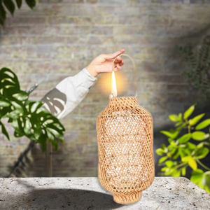 Sustainable Woven Candle Holder with Diamond Pattern - Product Image 3