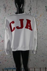 CJA WHITE <b>Mock</b> <b>Neck</b> Sweatshirt 100% RED Applique Embroidery wide <b>neck</b> Sweatshirt Finer Threads - Product Image 2