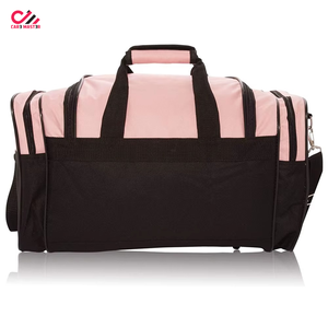 Customized Outdoor Sports Travel Duffel Bag 18in Black Pink Oxford Soft Shell Lightweight 30-40L Rectangular with Zipper Closure - Product Image 3