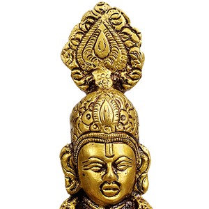 Escultura hecha a mano de 7 pulgadas Shri Swaminarayan Ji en latón, hecha en India para regalar - Product Image 2