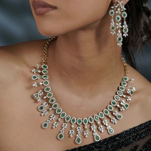 Crystal Rhinestone Statement <b>Necklace</b> Pear Cut Oval Cut Women's 925 Silver Moissanite Wedding Jewelry Design <b>Fashion</b> <b>Necklace</b> - Product Image 3