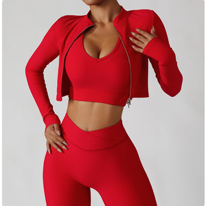 Conjunto de Yoga de 2 Piezas, Leggings de Cintura Alta y Top Deportivo, Ropa Deportiva Activa Elástica de Spandex/Nylon sin Costuras - Product Image 4