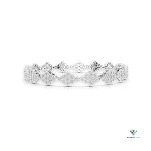5.76 CT White <b>Gold</b> Round Lab Grown Diamond Rhombus Cluster Link Bracelet in 18K <b>Solid</b> <b>Gold</b> - Product Image 2