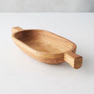 Bol de service en bois fait main avec poignée |   Bois d'acacia naturel |   Design Wabi-Sabi |   Ustensiles de cuisine écologiques - Product Image 6