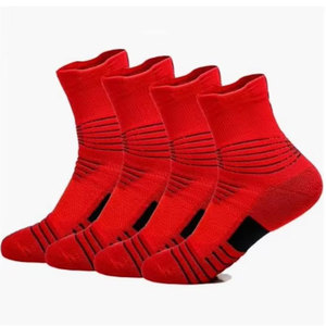 Econex Sports Crew Knee <b>Socks</b> Running Basketball Geometric Pattern White Black Knitted Breathable Quick Dry Non-Slip - Product Image 4