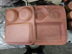 Plato Cuadrado de Barro Terracota Ecológico Hecho a Mano, Diseño Tradicional Indio, Apto para Lavavajillas, Plato para Servir en el Hogar - Product Image 2