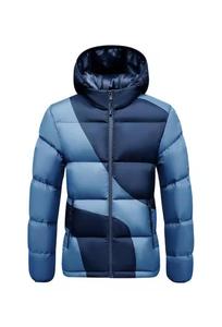Chaqueta Acolchada Impermeable con Capucha Unisex, Chaqueta Informal de Invierno con Forro Polar de Poliéster/Nailon, Diseño a Cuadros, Cierre de Cremallera Frontal, Corte Regular - Product Image 3