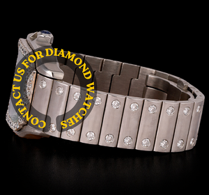 Montre analogique de luxe à cadran carré bleu, en acier inoxydable, avec mouvement à quartz et cristaux de moissanite, pour professionnels – Meilleures ventes - Product Image 4