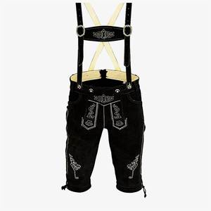 Auténticos Lederhosen Alemanes para Hombre, Negros, de Cuero Genuino, Diseño Tradicional, Tallas Europeas 46 a 62 - Product Image 1