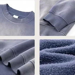 Custom Men <b>Sun</b> Faded Sweatshirt Vintage Wash Cotton Pullover Casual Streetwear - Product Image 4