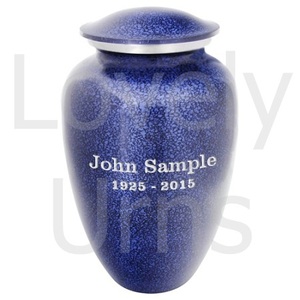 Urne funéraire en métal bleu cobalt pour cendres, urne commémorative pour adulte, fournisseur d'urnes funéraires - Product Image 4