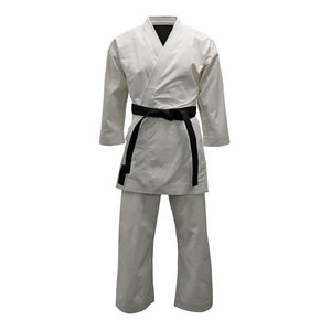 Kimono de judo noir avec ceinture blanche, unisexe adulte, polyester/coton, vêtements d'arts martiaux, coupe régulière, durable, extensible, léger - Product Image 2