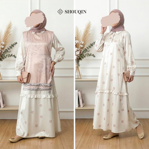 Shouqin Kezia Vestido Gamis Musulmán para Mujer, Satén de Seda, Elegante Estampado Floral, Conjunto Exterior, Abaya Modesta, Tallas XS-XXL, Venta al por Mayor - Product Image 5