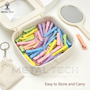 Pinces à cheveux professionnelles en métal couleur pastel antidérapantes pour salon, ensemble de barrettes de séparation type bec de canard, outils de coiffure pour coiffeur - Product Image 4
